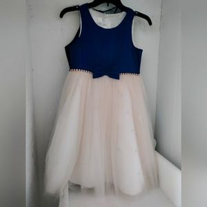 Blue & pink dress w/ pearls